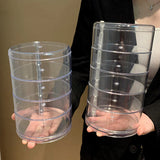 elvesmall Transparent Rotating Dustproof Jewelry Box Multilayer Bracelet Earring Hairpin Jewelry Display Rack Storage Box Organizer Case