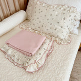 elvesmall Vintage Floral Muslin Cotton Baby Crib Bedding Set Children Bed Linen Duvet Cover Sheet Pillowcase Without Filler