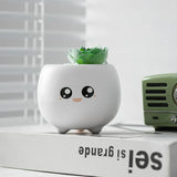 elvesmall  Ceramic Succulent Flower Pot, Cute Cartoon Ornaments, Green Plant, Simple Household Vase, Home Room Decoration