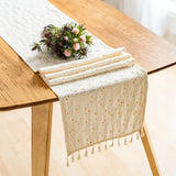elvesmall Daisy Tassels Table Runner Event Party Supplies Fabric Flower Decorations for Holiday Wedding Birthday Christmas Cloth Decor