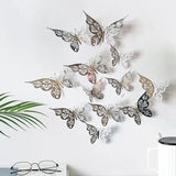 elvesmall 12 Pieces 3D Hollow Butterfly Wall Sticker Bedroom Living Room Home Decoration Paper Butterfly