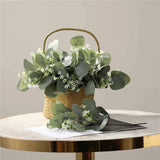 elvesmall  5pcs Artificial Plants Green Eucalyptus Leaves DIY Bridal Bouquet For Wedding Party Home Garden Table Decoration Fake Flowers