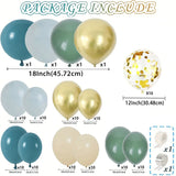 elvesmall 116Pcs Dusty Blue Sage Green Balloons Garland Arch Kit Gold Confetti Balloons for Birthday Wedding Baby Shower Party Decorations