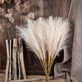 elvesmall  49CM 1PC Fluffy Pampas Grass Boho Decor Flower Fake Plant Reed Simulated Wedding Party Christmas Home Decor Artificial Flower