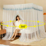 elvesmall  Cream Mousse Mosquito Net Square Luxury Mosquito Bedding Net Tent Romantic bed canopy Full perimeter mosquito proof