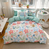 elvesmall Four-Season Universal Flower Style Cotton Bedding Set: 1 Duvet Cover 2 Pillowcases (No Sheets), Suitable for Singles or Couples