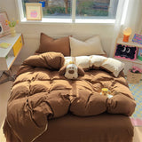 elvesmall Brown Stripe Bedding Comforter Set Pillowcase bed sheet Single Full Size Bed Linen Duvet Cover Set Queen/King Double Single Bed
