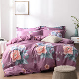elvesmall Pink Spring Flowers Duvet Cover 100% Cotton Bedding Set Floral Quilt Cover with Zipper Closure 3pcs Wildflower Comforter Cover
