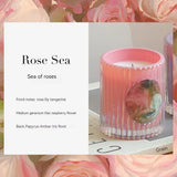 elvesmall 6.35OZ Luxury Decoration Candle Scented Candle In Glass Jar Unique Stripe Large Aromatic Candle for Wedding Roman Decoration