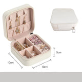 elvesmall Portable Jewelry Box Jewelry Organizer Display Travel Jewelry Case Boxes Button Leather Storage Zipper Jewelers Makeup Organizer
