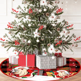 elvesmall 90cm Christmas Tree Skirt Red Rustic Snowflake Santa Claus Printed Xmas Tree Carpet Christmas Decor Mat New Year Decor For Home