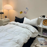 elvesmall INS Solid color Bedding Comforter sets Duvet Cover bedsheets set pillowcases Bedding Linens Set Queen/King Bed