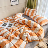 elvesmall Ins Light Luxury Retro Style Small Fresh Thick Strip Four-piece Bedding Student Dormitory Three-piece Set