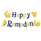 elvesmall Elegant Blue Eid Banner Happy Eid Mubarak Islamic Muslim Party Decor Ramadan Kareem Eid AL Adha Decor For Home