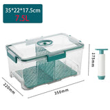 elvesmall  Vacuum Food Storage Container Transparent Fridge Organizer with Drain Net Large Capacity Food Dispenser for Kitchen Storage Box