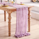 elvesmall  6PCS European Crease Cloth Table Runner Boho Style American Tabletop Decor Wedding Banquet Festive Birthday Party Table Path