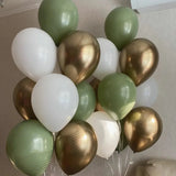 elvesmall 30pcs 10inch Retro Dark Green Chrome Gold Latex Balloons Baby Shower Wedding  Anniversary Birthday Party Decoration DIY Supplies