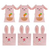 elvesmall  6pcs Cute Easter Bunny Candy Box Pink Rabbit Ear Chocolate Biscuit Gifts Packaging Boxes For Happy Easter Birthday Party Decor
