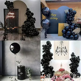 elvesmall 135pcs Black Latex Balloon Arch Garlands Holiday Party Dance Birthday Party Photo Props Anniversary Party Spot Decorations