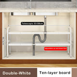 elvesmall  Shelf Under The Sink Flexible Layered Rack Cabinet Organizer Sundries Telescopic Holder Countertop Storage Rack Under Sink Shelf