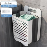 elvesmall Bathroom Folding Dirty Clothes Storage Basket Wall Mounted Hanging Portable Punch-Free Clothes Bucket Organizer Laundry Basket