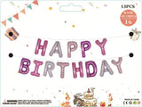 elvesmall  13Pcs/Set 16Inch Happy Birthday Letter Balloon Birthday Party Decoration Aluminum Film Balloon