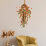 elvesmall  Thanksgiving Hanging Artificial Plant Vines Fall Home Decoration Outdoor Fake Plant Garland Wedding Party Wall Front Door Wreath