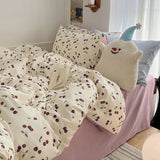 elvesmall Fashion Duvet Cover Set Korean Ins Style 2024 New Flat Sheet Pillowcase No Filler Kids Adult Bedding Set Twin Queen Bed Linen