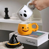 elvesmall Halloween Ghost Cup Fun and Unique Ghost Desgn Gifts for Family Friends Ceramic Mug with Lid