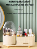 elvesmall  360°  Rotating Cosmetic Storage Box Holder Desktop Makeup Brushes Organizer Countertop Portable Lipstick Eyeliner Stand Boxes