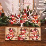 elvesmall 9pcs Wooden Santa Claus Pendant Merry Christmas Decorations for Home Navidad Elk snowman Ornaments Xmas Tree Decor Noel New year