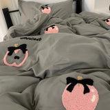elvesmall Ins Gentle Yellow Bedding Set Hot Air Balloon Duvet Cover Soft Queen Full Twin Size Flat Bed Sheet Quilt Cover Pillowcase Kawaii