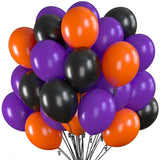 elvesmall 18pcs/set 18inch Orange Stars Foil Balloons Gold Confetti Black Latex Ball Halloween Kids Birthday Party Decors Inflate Balls