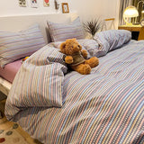 elvesmall  4pcs Strawberry kawaii Bedding Set 100%Cotton Bedding Sets Girl Luxury Queen Size Bed Sheets Children Quilt Soft Comforter set