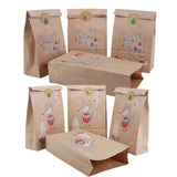 elvesmall 12/24pcs Christmas Kraft Paper Gift Bags Party Favor Packing Pack Fox Elk Print Cookies Pouch with Xmas Sticker Navidad New Year