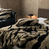 elvesmall  Luxury Faux Fur warm blanket for Winter double layer thickened Blankets for Bed Plaid Plush Sofa Blankets Microfiber bedding