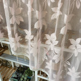 elvesmall 1PC Pink Floral Short Curtain for Kitchen Small Window Sheer Drape With Beads Bottom Cabinet Study Cafe Blind #E