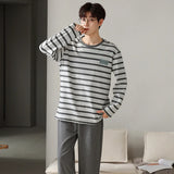 elvesmall  High Quality Men Pajamas Suit Pure Cotton Long Sleeved Autumn Winter Nightcloth Outdoor Male Breathable Fashion Sleepwear Set