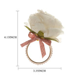 elvesmall  1pc Flower Napkin Rings for Wedding Table Decoration Pearl Rose Flower Napkin Ring Festival Party Home Decoration Ornaments