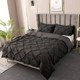 elvesmall Crafts 3D Pinch Pleated Duvet Cover Set Queen Size Solid Single Double Bedding Set King Soft Durable Quilt Cover and Pillow Case