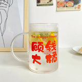 elvesmall  -  1000ml Glass Cups With Lid  And Straw Drinkware Cute Coffee Mugs Big Glasses For Drinks Water Tea  Korean Milk Juice Beer Cup