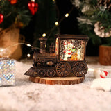 elvesmall Santa Claus Snowman Christmas Gift Crystal Sequins Christmas Eve Music Box Train Crystal Ball Ornaments Desktop Decoration