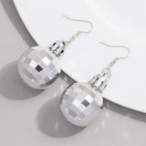 elvesmall Christmas Acrylic Mirror Disco Ball Drop Earring for Women Creative Rock 3D Bulb Dangle Earrings Xmas New Year Jewelry