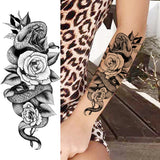 elvesmall Women's Fashion Flower Temporary Tattoos Sticker Fake Rose Feather TatooS Decal Waterproof Body Art Legs Arm Tatoos For Women