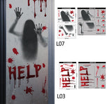 elvesmall 1Set Halloween Decora Stickers Bloody Handprint Window Door Wall Clings Poster Bloody Window Stickers Halloween Party Supplies