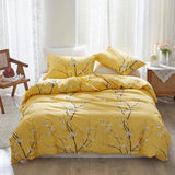 elvesmall Candy Colours Plum Blossom Double Duvet Cover Set 220x240 Soft Skin Friendly Quilt Cover and Pillowcase Queen Blanket Cover Set