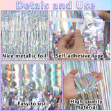 elvesmall Beautiful Disposable Laser Rainbow Table Skirt Iridescent Party Decorations for Birthday Wedding Baby Show Holiday Disco Party