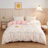 elvesmall Yellow Floral 100% Cotton Duvet Cover Rose Pattern Comforter Covers Elegant Flowers Botanical Bedding All Season for Women Girls
