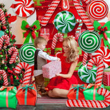 elvesmall Christmas Candy Cane Foil Balloons Xmas Red Green Sweet Candies Balloon Christmas Gift Box Ballon Birthday Party Home Decoration