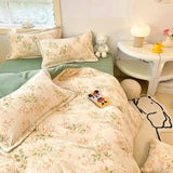 elvesmall  Winter Thickened Warm Flannel Queen Bedding Set Home Textile Cartoon Cute Duvet Cover Sheet Pillowcase 4pcs Luxury Bed Linen Set